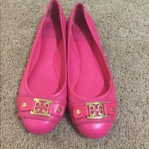 Tory Burch Hot Pink Leather Ballet Flats